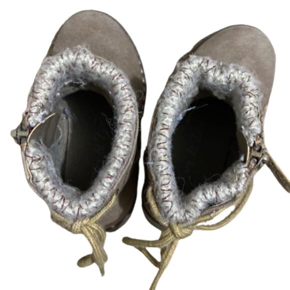 Eva & Zoe Zip Toddler Girl’s Zip Up w/ Faux Lace Detail Taupe Boots Size 6 - Picture 3 of 6